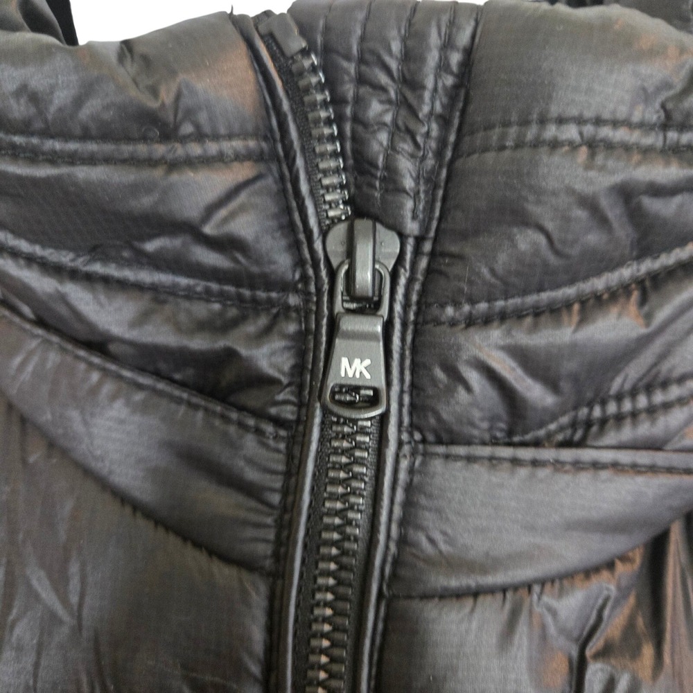 Michael Michael Kors Womens Black Quilted Puffer Vest Removable Hood  L Fall - Picture 2 of 11